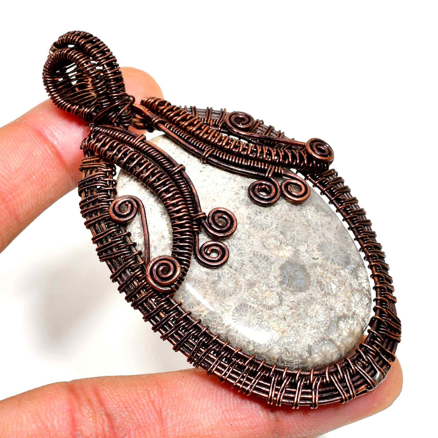 Gaia’s Heart – Copper-Wrapped Gemstone Pendant