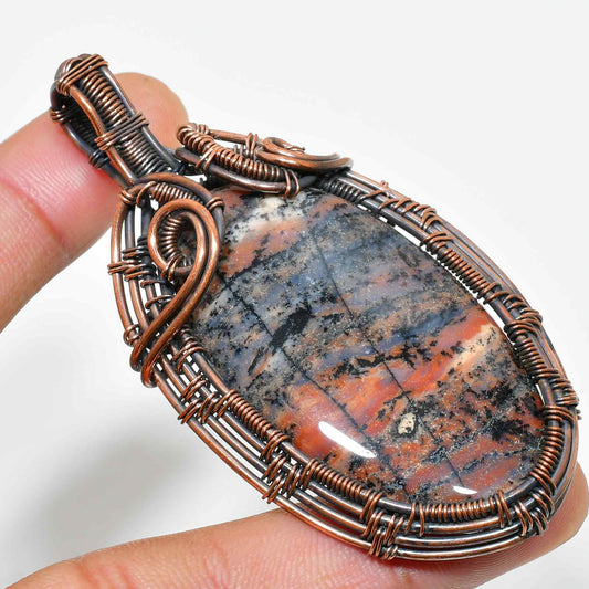 Ember’s Embrace – Jasper & Copper Wire Pendant