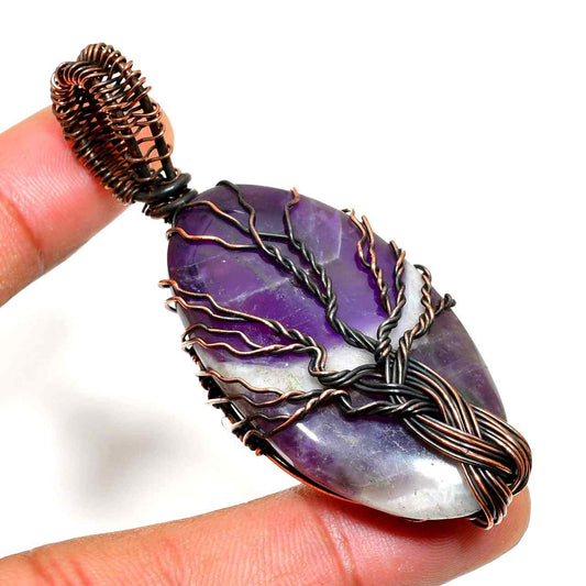 Ezra’s Veil – Handcrafted Amethyst & Copper Pendant