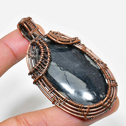 Gaia’s Anchor – Black Stone Copper Pendant