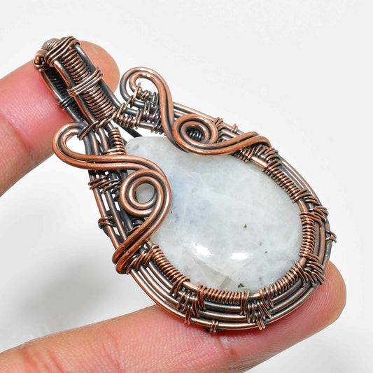 Serenity’s Embrace – Antique Copper Moonstone Pendant