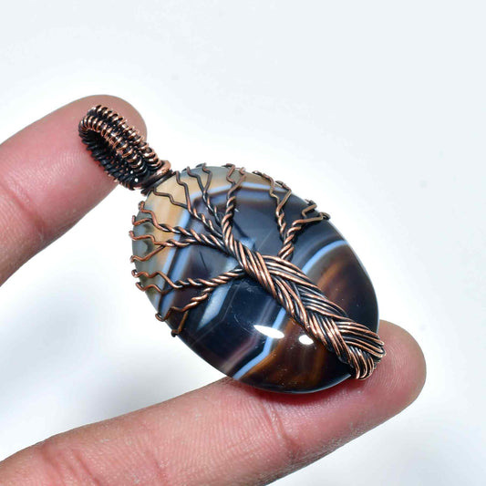 Gaia’s Embrace – Agate & Copper Tree of Life Pendant