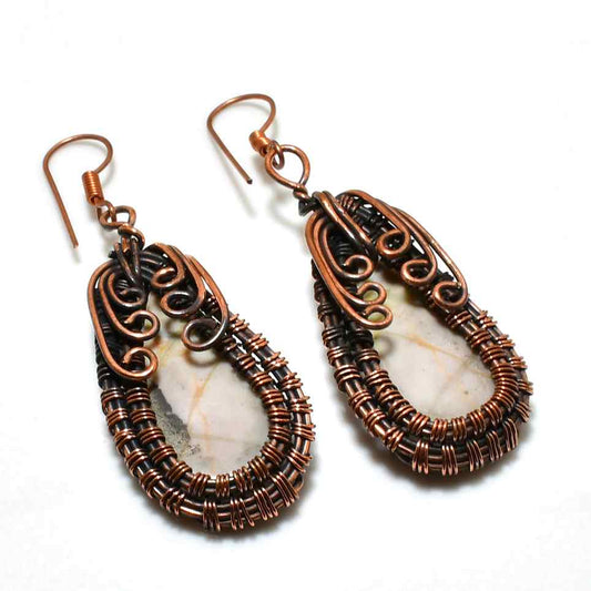 Ember’s Muse – Copper-Wrapped Gemstone Earrings