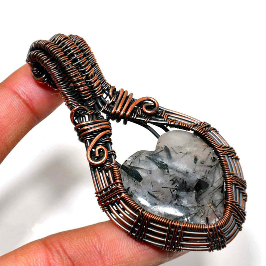Serenity’s Heart – Copper-Wrapped Quartz Pendant