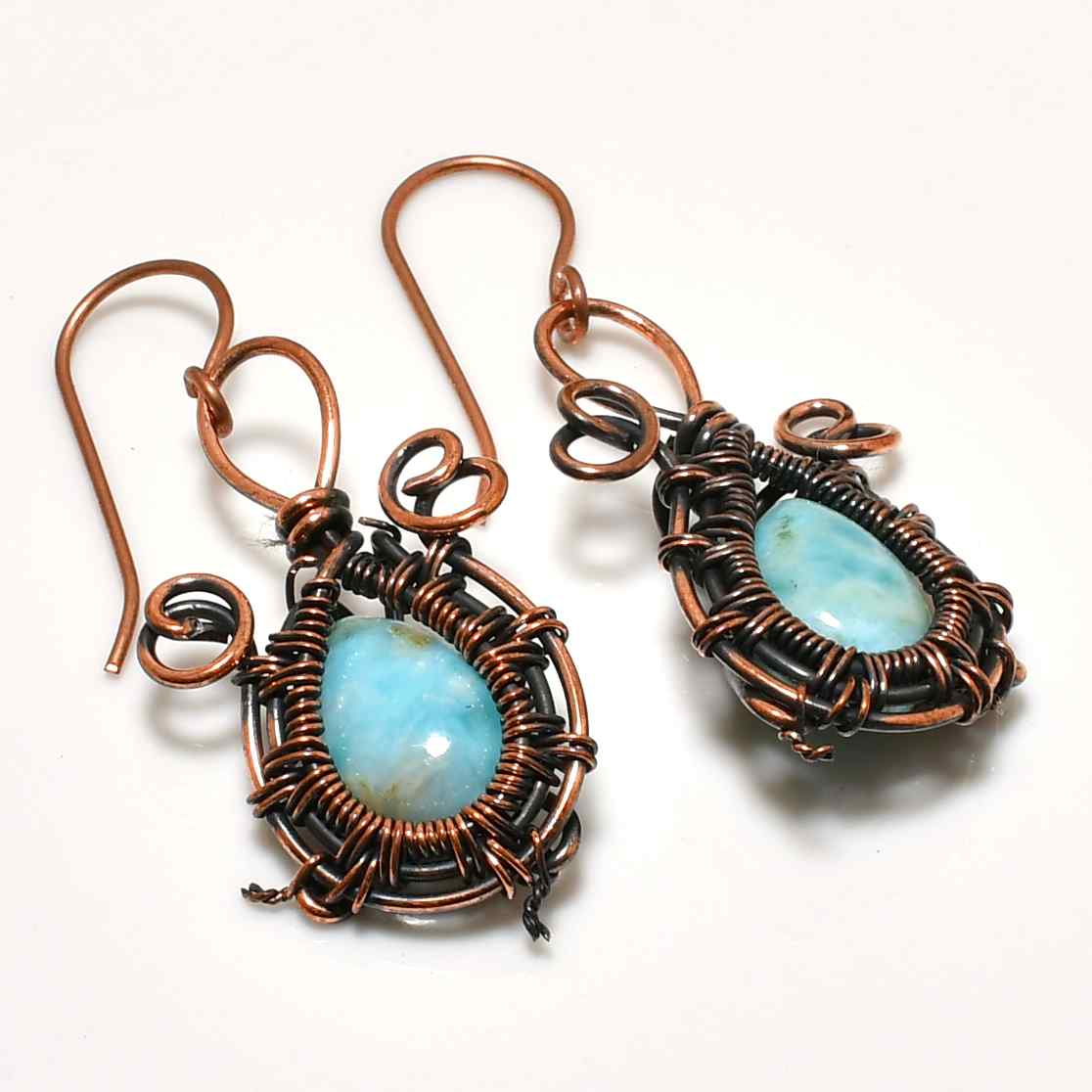 Tranquil Tide – Aquamarine & Copper Earrings