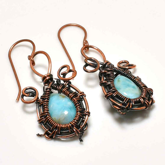 Tranquil Tide – Aquamarine & Copper Earrings