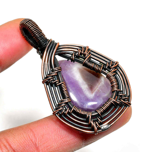 Ezra’s Veil – Amethyst & Oxidized Copper Pendant