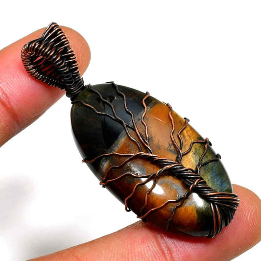 Ember’s Spirit – Tiger’s Eye Copper Pendant