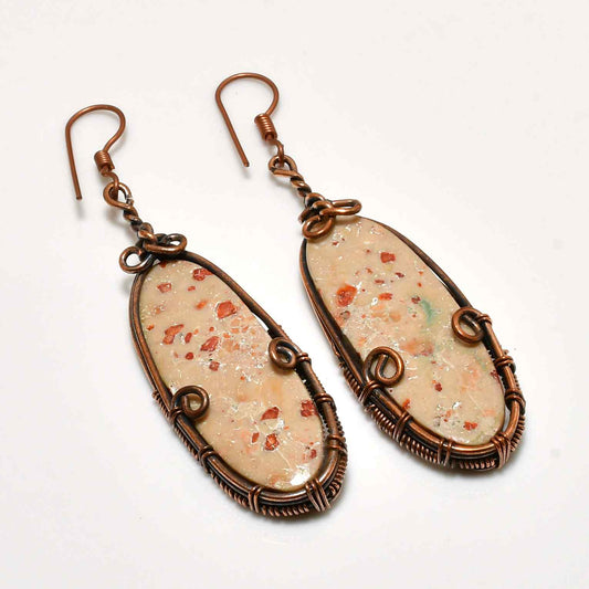 Gaia’s Embrace – Copper-Wrapped Earthstone Earrings