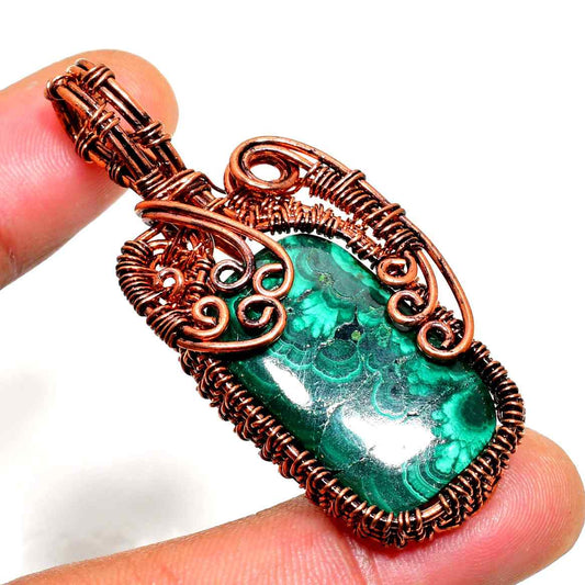 Gaia’s Embrace – Malachite Copper Pendant