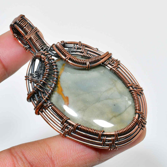 Gaia’s Embrace – Jasper & Oxidized Copper Pendant