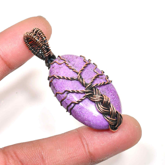 Ezra’s Veil – Amethyst & Copper Wire Pendant