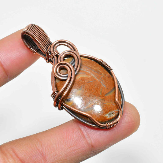 Desert Whisper – Hand-Wrapped Jasper & Oxidized Copper Pendant