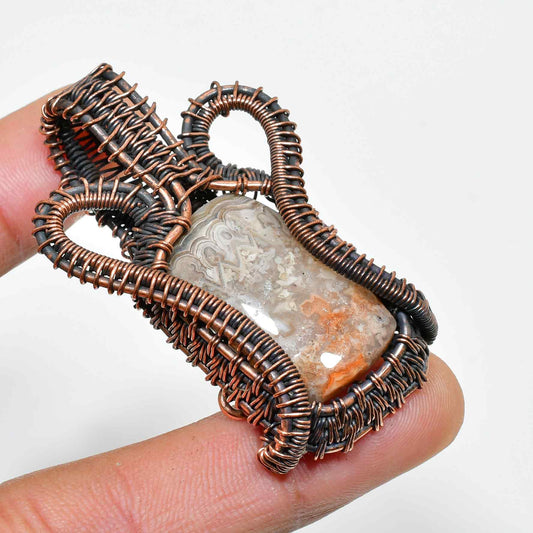 Elegant Serenity – Copper-Wrapped Agate Pendant