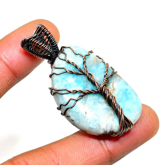 Ocean Serenity – Larimar Tree of Life Pendant