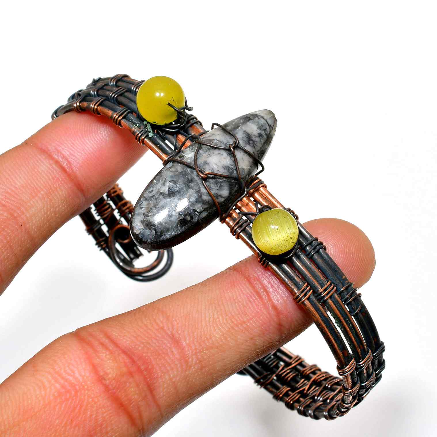 Grounded Grace – Oxidized Copper Stone Bracelet