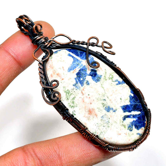 Gaia’s Serenity – Oxidized Copper Gemstone Pendant
