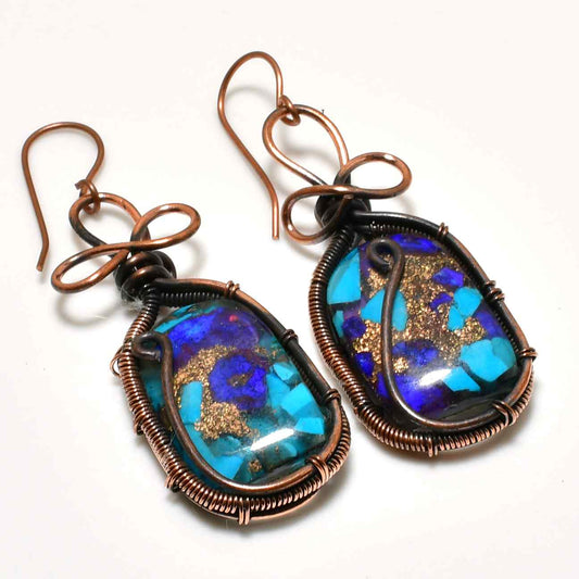Azure Aura – Turquoise & Copper Wire Earrings