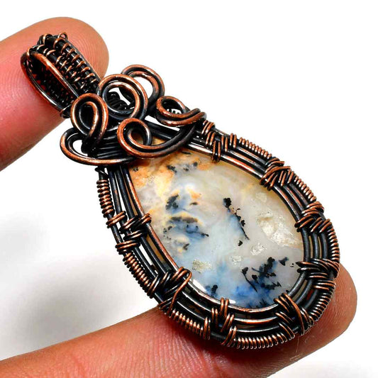 Serenity’s Embrace – Blue Lace Agate Copper Pendant