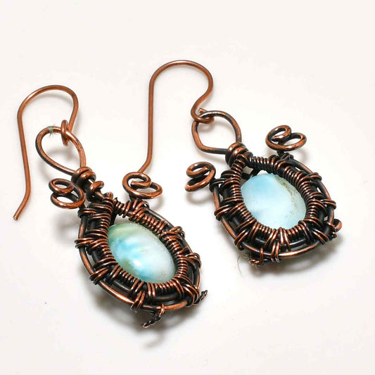 Serenity’s Embrace – Blue Opal Copper Earrings