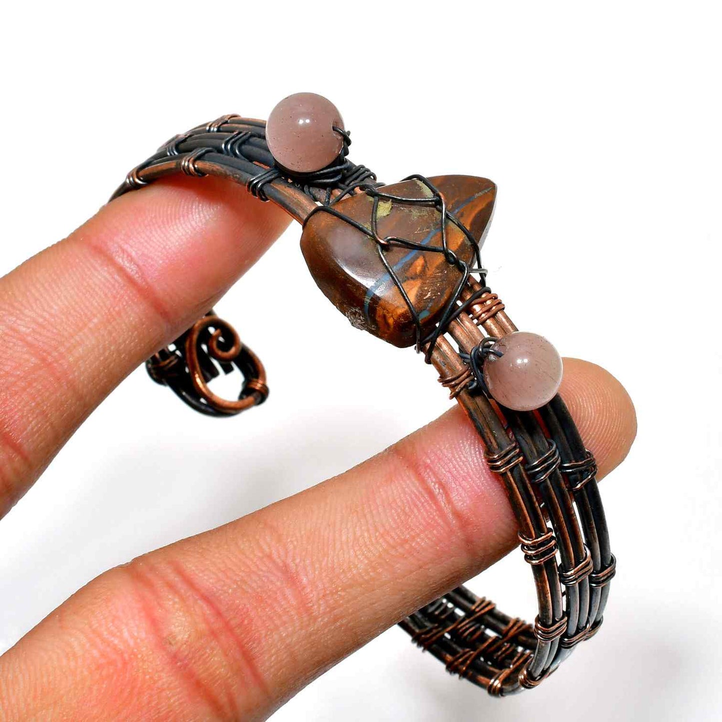 Lionheart Cuff – Tiger’s Eye & Copper Wire