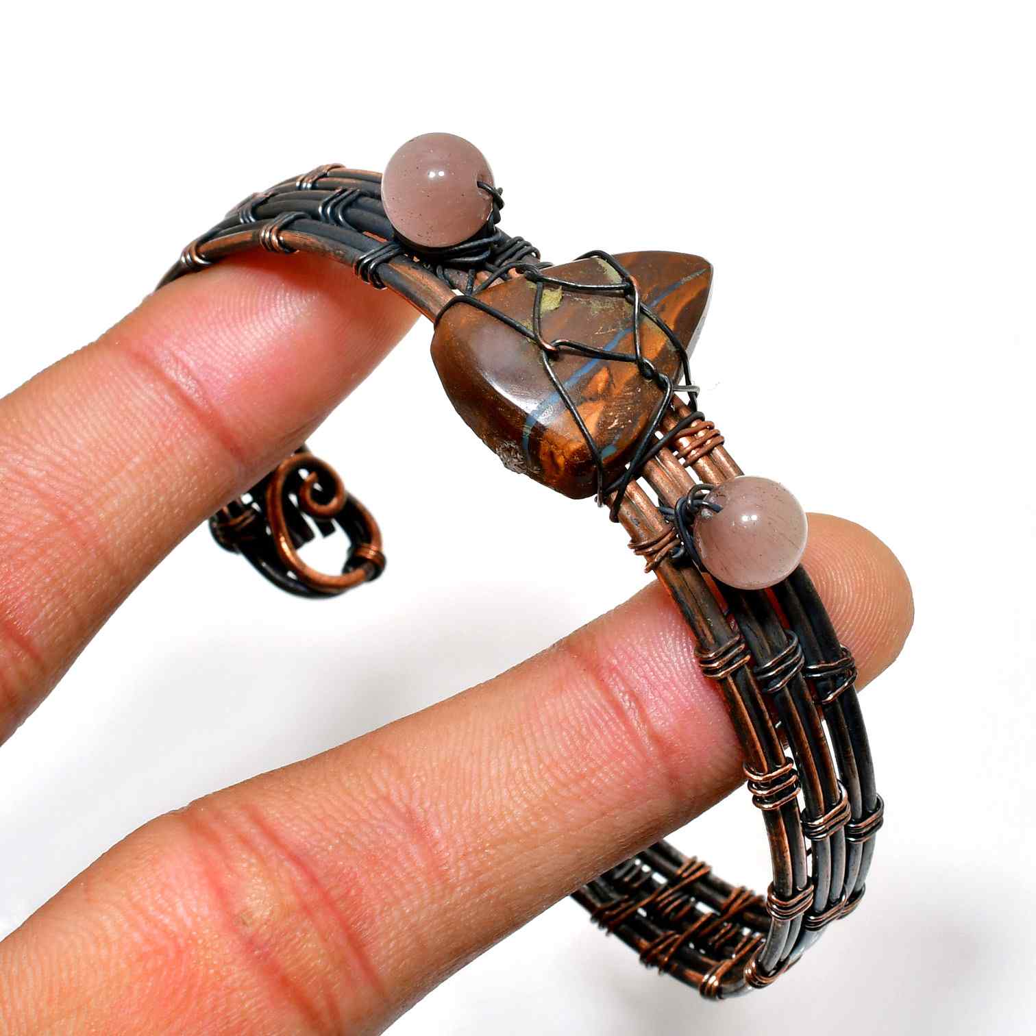Lionheart Cuff – Tiger’s Eye & Copper Wire