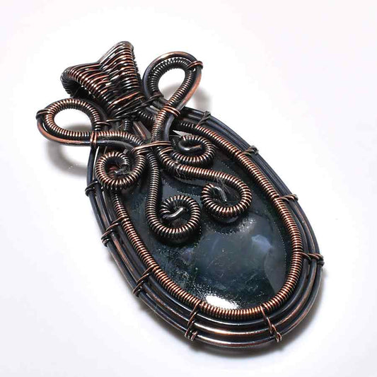 Obsidian Soul – Oxidized Copper Pendant