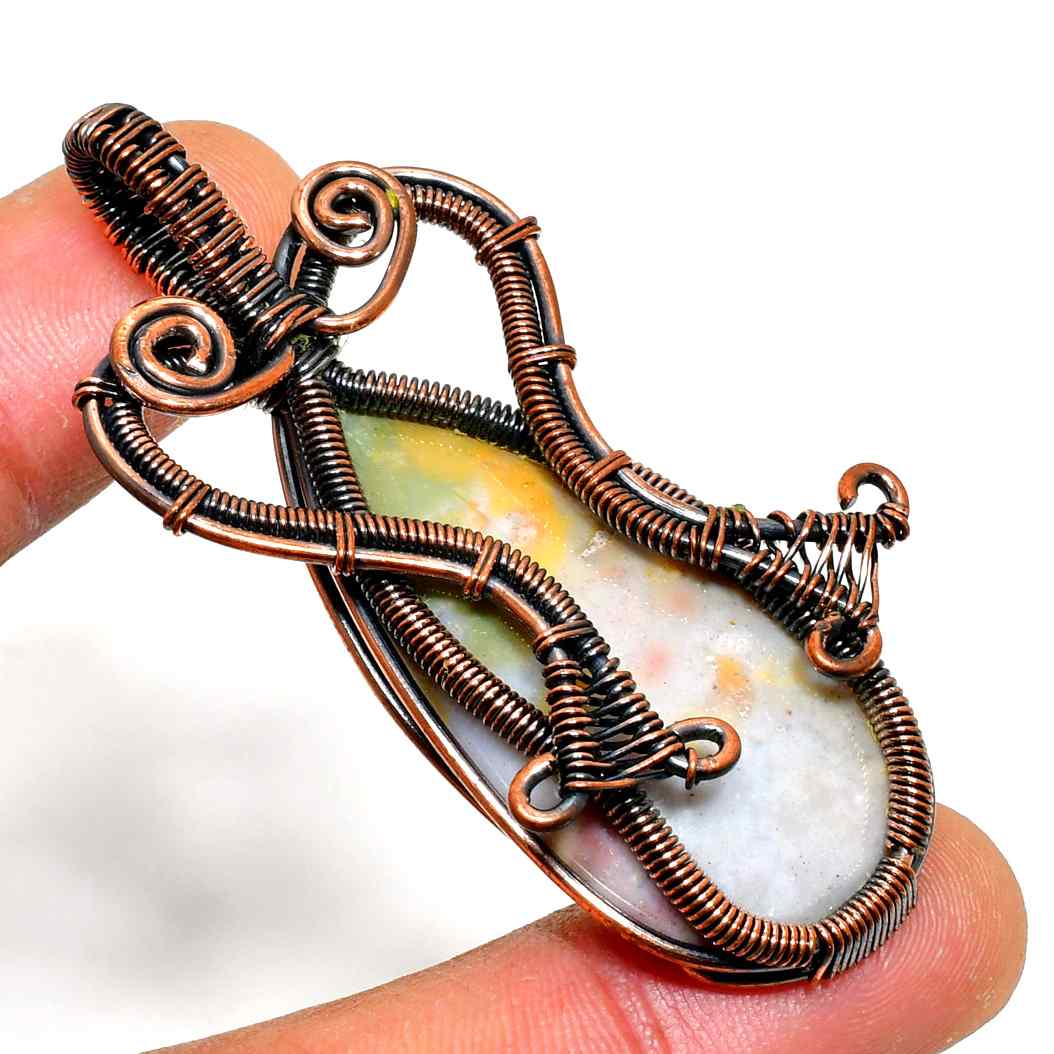 Aether’s Embrace – Copper-Wrapped Stone Pendant