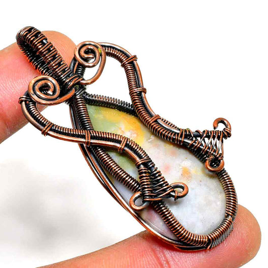 Aether’s Embrace – Copper-Wrapped Stone Pendant