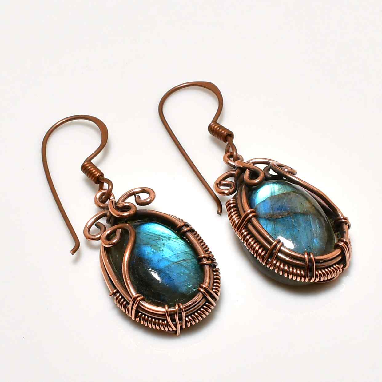 Luminous Treasure – Labradorite & Copper Earrings