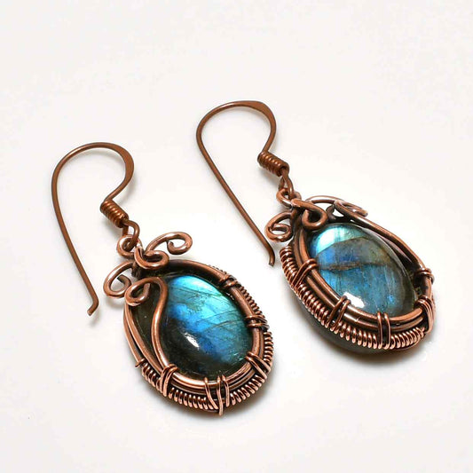 Luminous Treasure – Labradorite & Copper Earrings