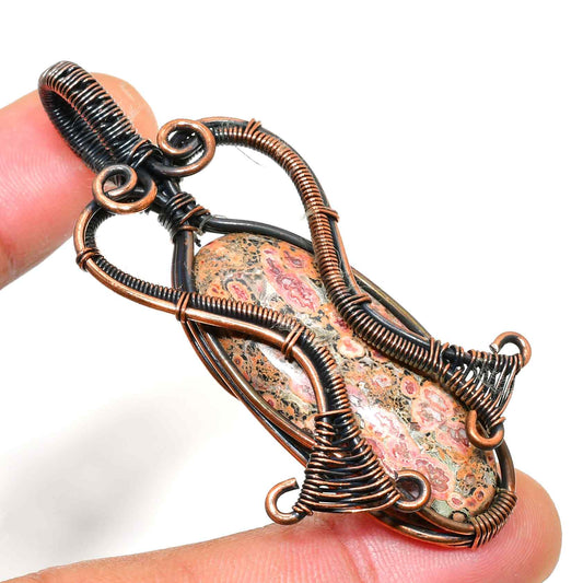 Gaia’s Embrace – Oxidized Copper & Natural Stone Pendant