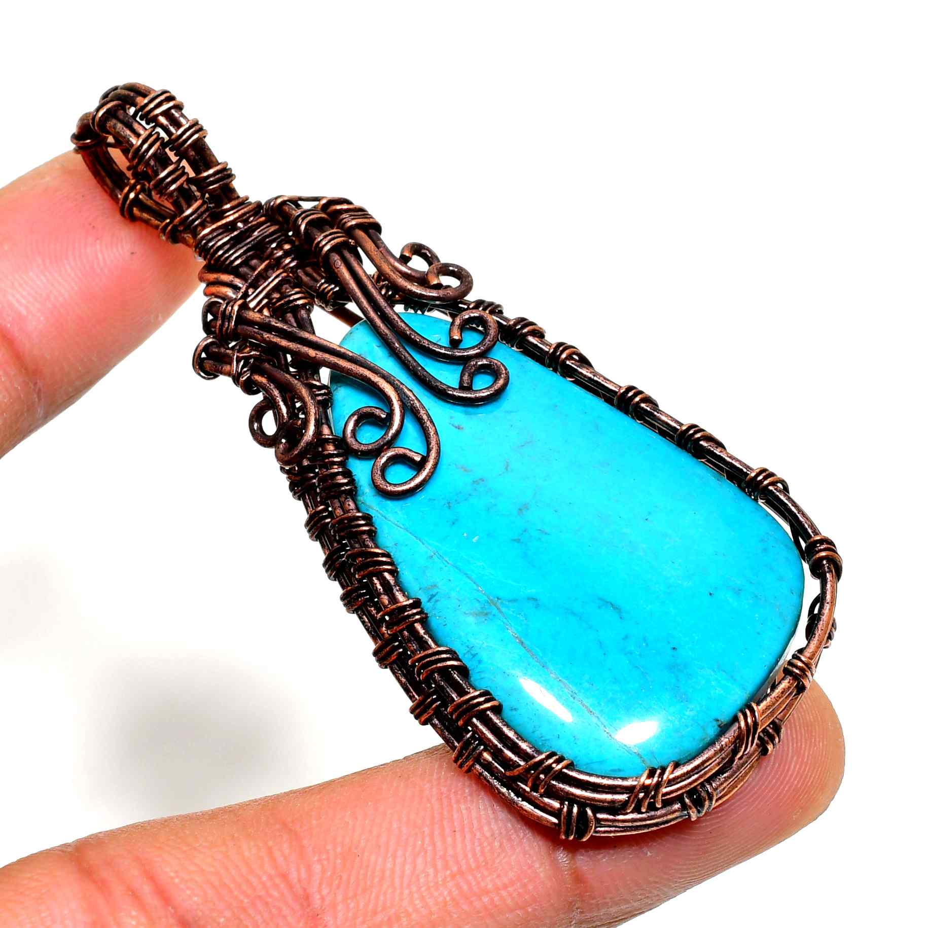 Tranquil Tide – Turquoise & Oxidized Copper Pendant