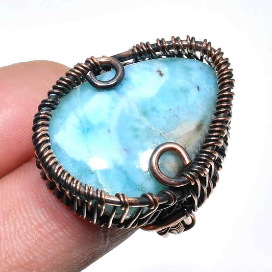 Ocean Serenade – Larimar Copper Pendant