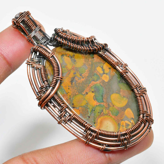 Ember’s Glow – Jasper & Copper Pendant