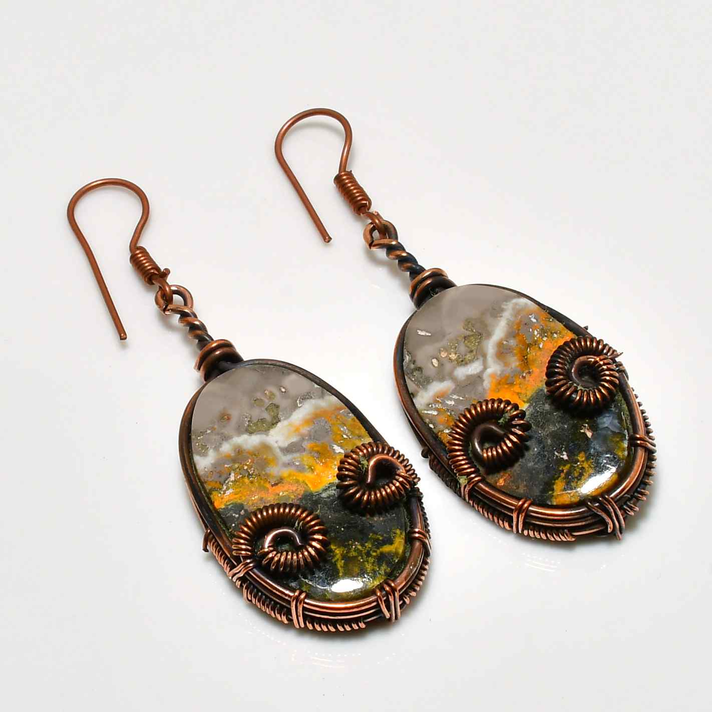 Nature’s Echo – Copper-Wrapped Natural Stone Earrings