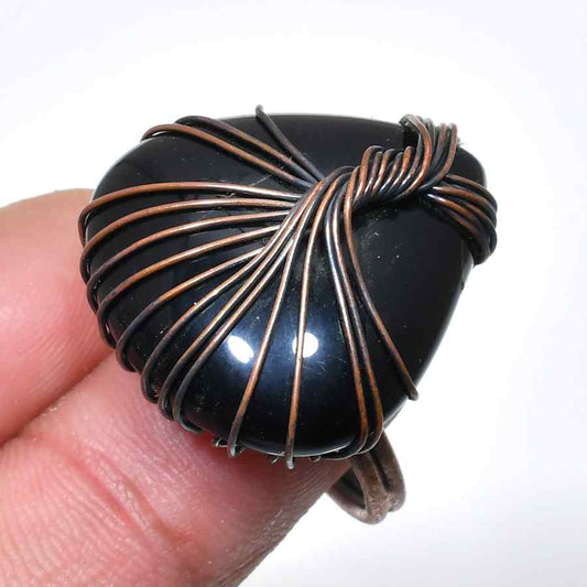 Midnight Guardian – Obsidian & Copper Ring