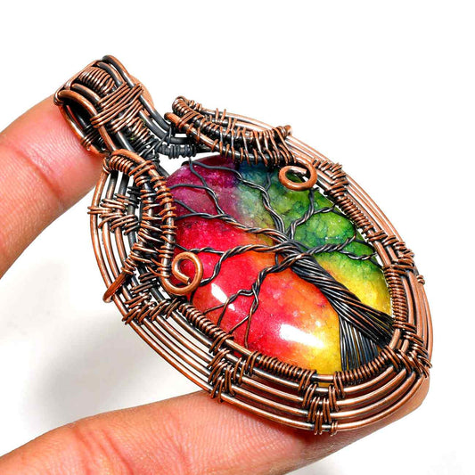 Aurora’s Arbor – Rainbow Tree of Life Pendant