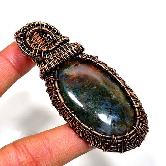 Enchanted Essence – Moss Agate & Copper Pendant
