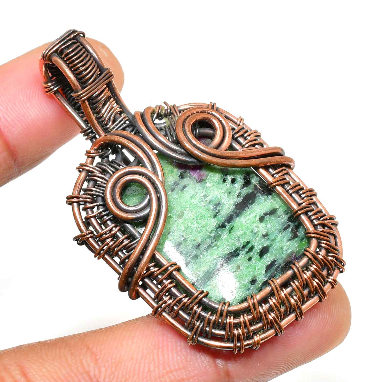 Ember’s Guardian – Chrome Diopside Copper Pendant