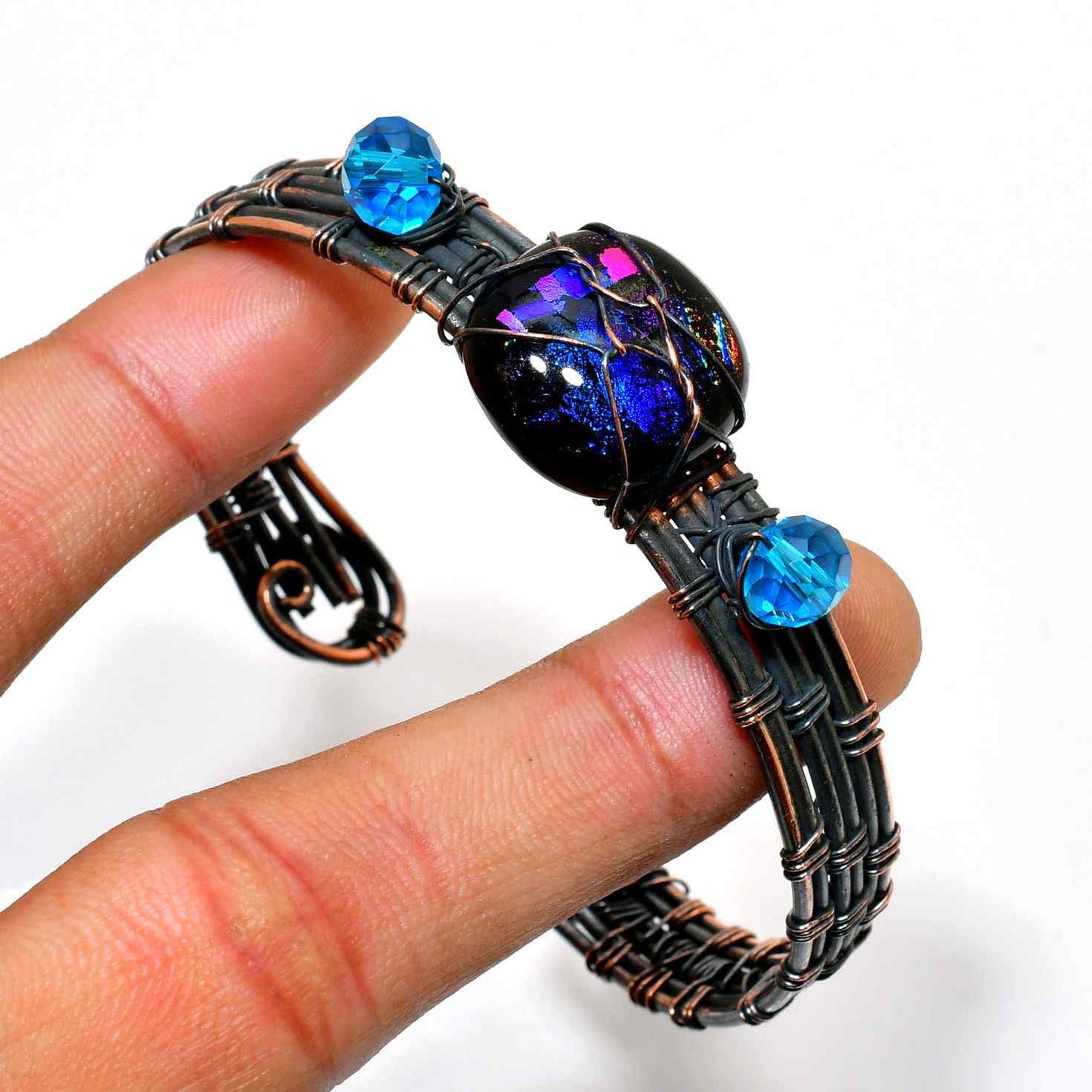 Celestial Dreams – Iridescent Gem & Copper Bracelet