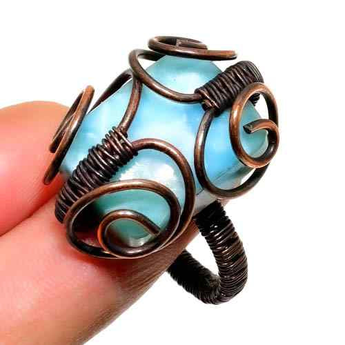 Ocean’s Embrace – Larimar Copper Ring