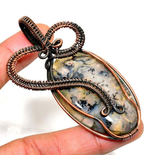 Ember’s Embrace – Natural Stone & Oxidized Copper Pendant