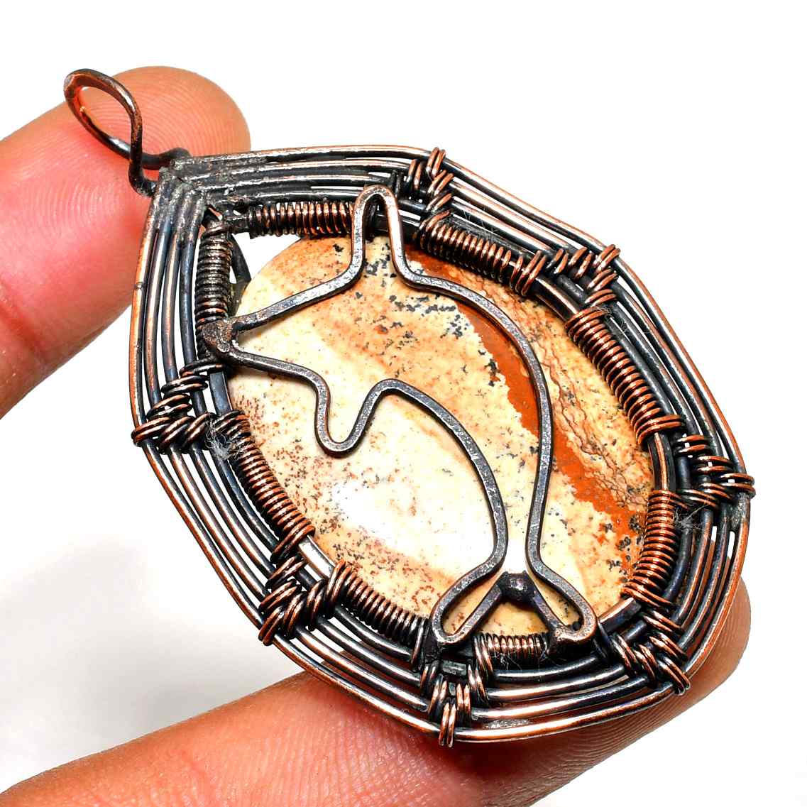 Earth’s Embrace – Copper-Wrapped Marble Pendant