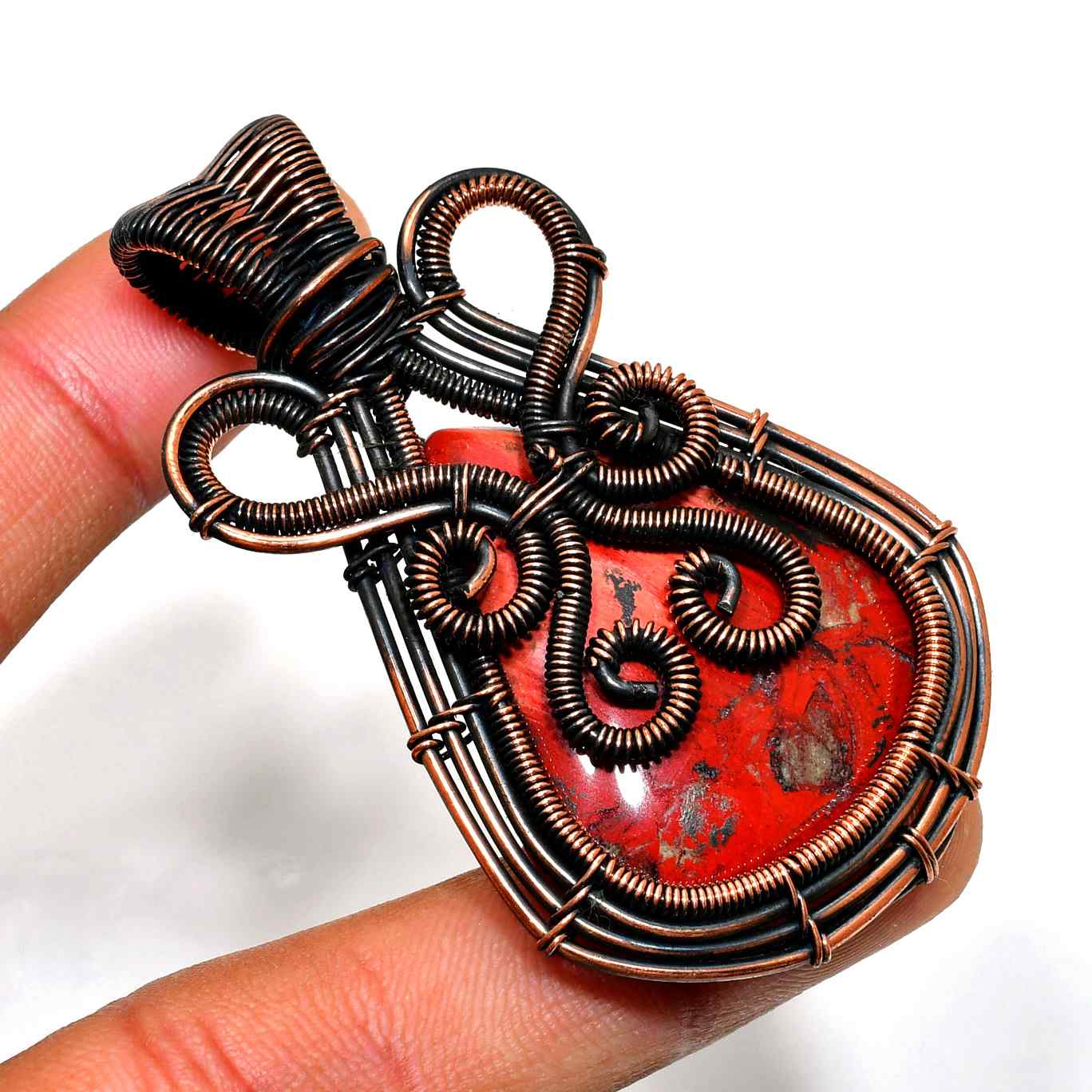 Ember Root – Jasper Copper Pendant