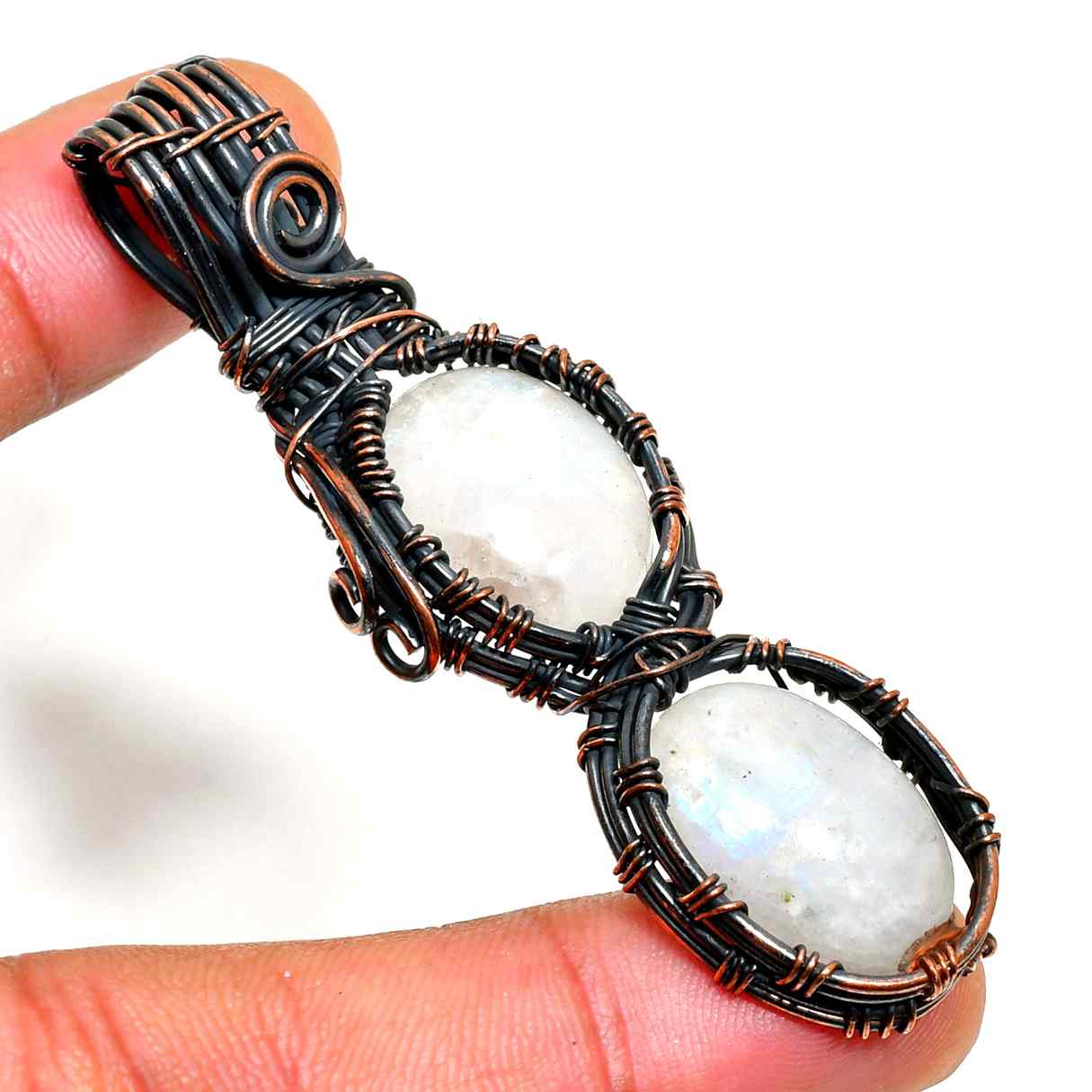 Selene’s Embrace – Dark Copper Moonstone Pendant