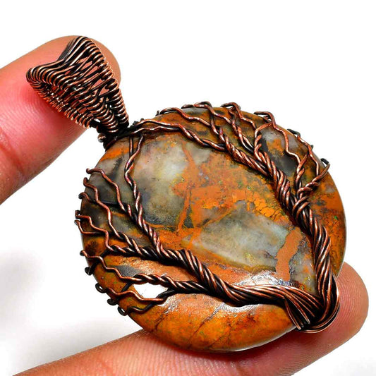 Gaia’s Arbor – Jasper Copper Tree of Life Pendant