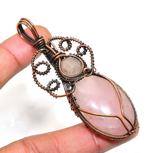 Harmony’s Heart – Rose Quartz Copper Pendant