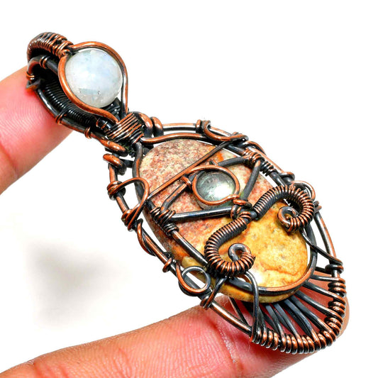 Gaia’s Anchor – Oxidized Copper & Natural Stone Pendant