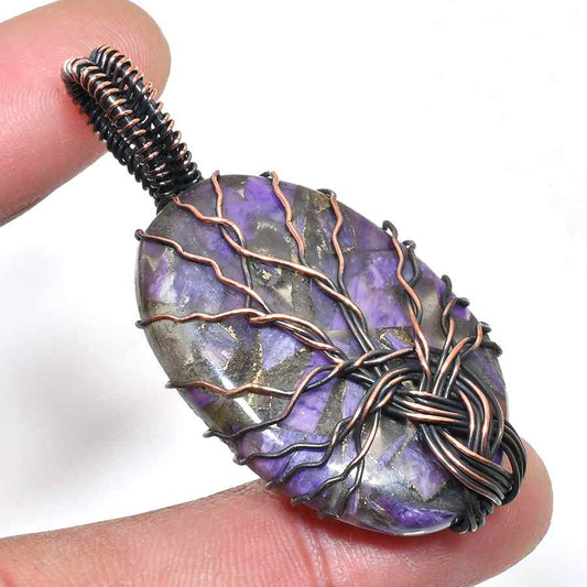 Ezra’s Veil – Handcrafted Amethyst & Oxidized Copper Pendant